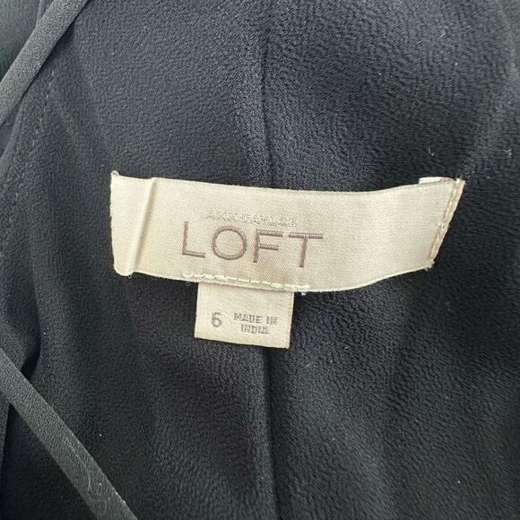 Loft Women's Size 6 Halter Strap Midi Dress Solid Black Racerback Minimalist LBD - Picture 4 of 8